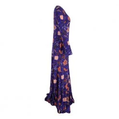 Diane Von Furstenberg Canton-print Fitted Maxi Dress In Blue Print Silk Blue