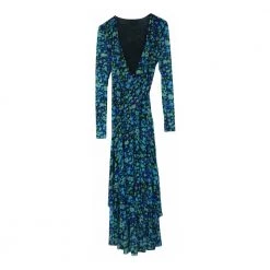 Ganni Floral Print Wrap Dress Blue -Tilbud miinto Butikk unnamed file 1061