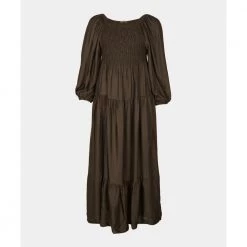 Brown Made In Italia Waffle Seam Loose Dress, Brown Kjoler Brown