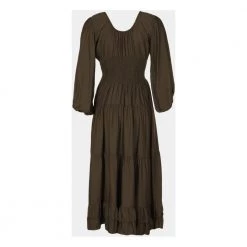 Made In Italia Waffle Seam Dress Brown