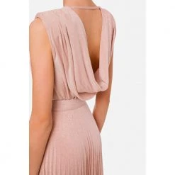 Elisabetta Franchi Red Carpet Dress With Pleated Skirt Pink