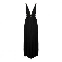 Saint Laurent LONG DRESS WITH CHAIN DETAILS Black