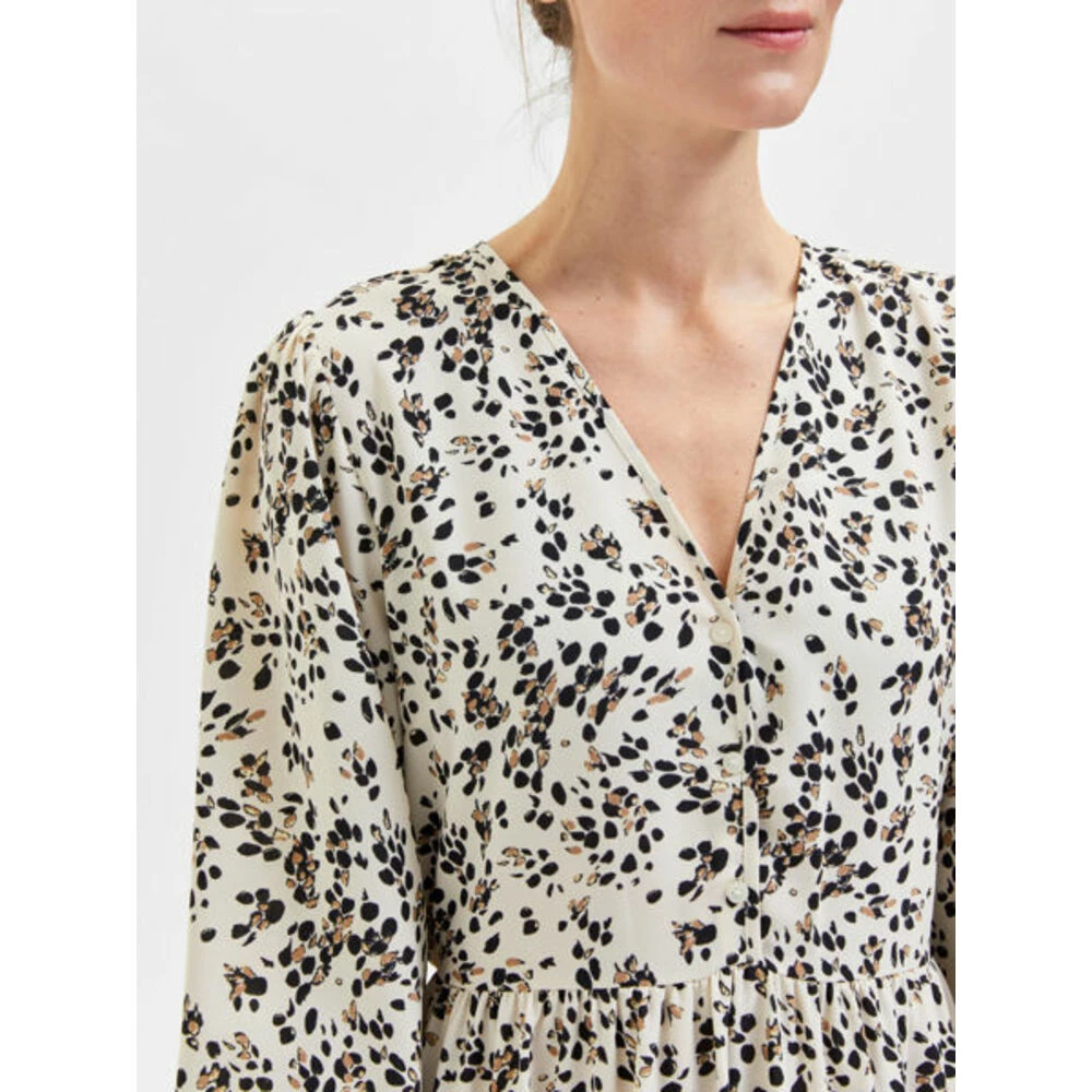 Selected Femme Slfbeth Ls Aop Midi Dress Kjole Beige 2 Selected Femme Slfbeth Ls Aop Midi Dress Kjole Beige - Bilde 2