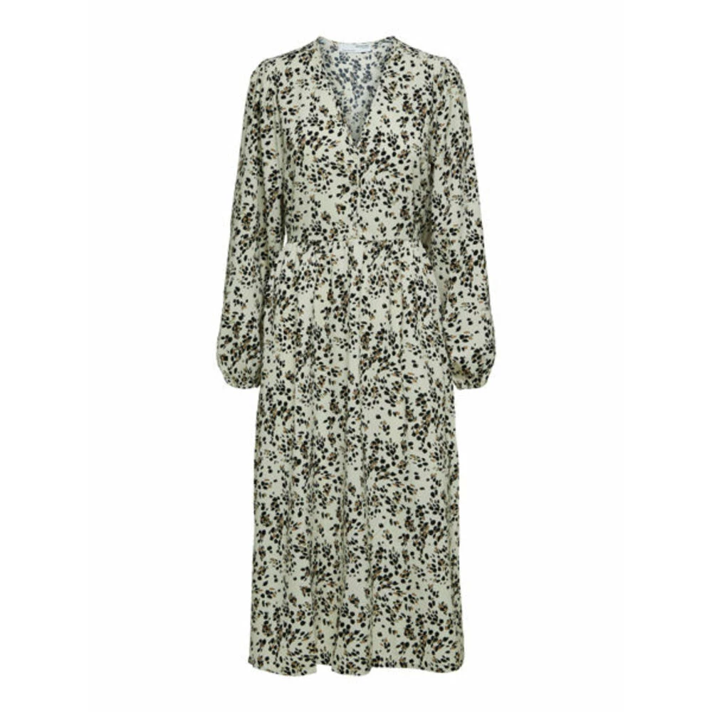 Selected Femme Slfbeth Ls Aop Midi Dress Kjole Beige 4 Selected Femme Slfbeth Ls Aop Midi Dress Kjole Beige - Bilde 4
