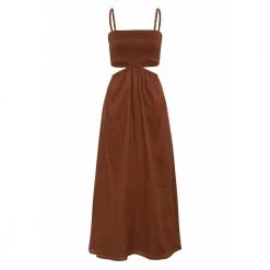 Faithfull The Brand Dress Tayari Midi Brown