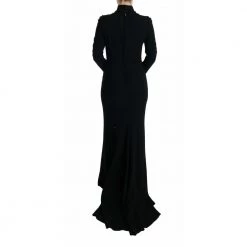 Dolce & Gabbana Stretch Long Gown Sheath Dress Black