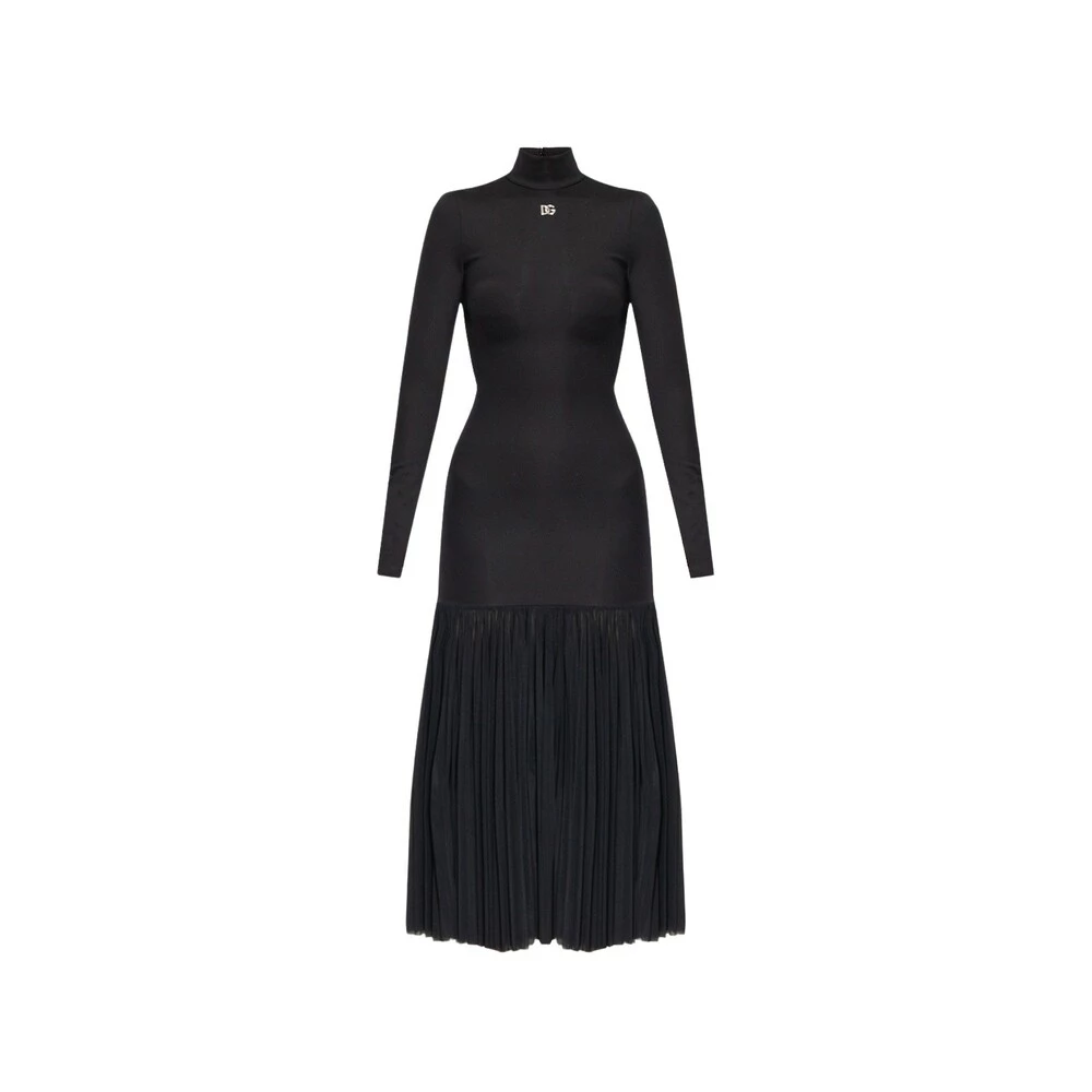Dolce & Gabbana Dress With Pleated Hem Black 1 Dolce & Gabbana Dress With Pleated Hem Black
