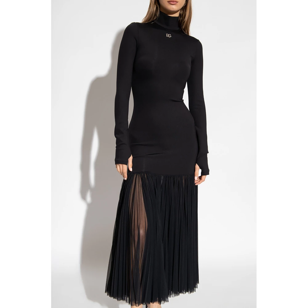 Dolce & Gabbana Dress With Pleated Hem Black 2 Dolce & Gabbana Dress With Pleated Hem Black - Bilde 2