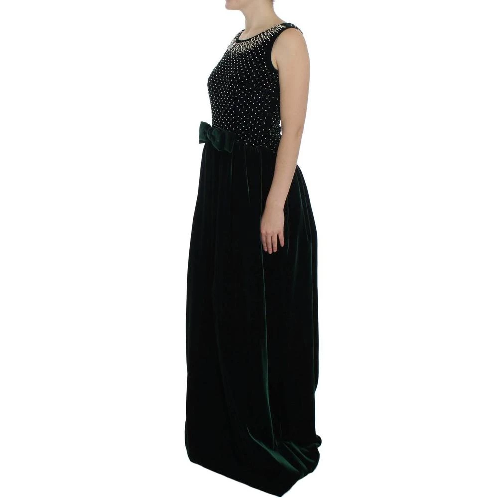 Dolce & Gabbana Velvet Crystal Long Maxi Dress Green 2 Dolce & Gabbana Velvet Crystal Long Maxi Dress Green - Bilde 2