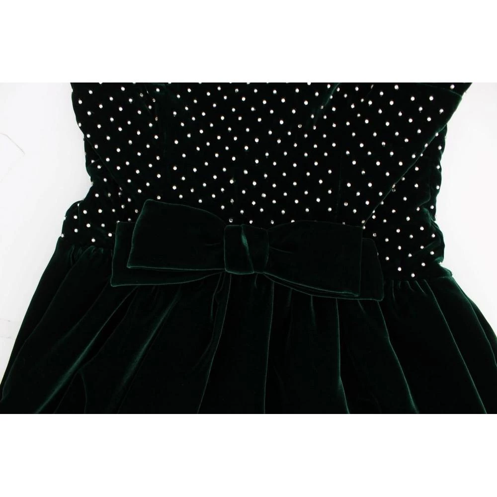 Dolce & Gabbana Velvet Crystal Long Maxi Dress Green 4 Dolce & Gabbana Velvet Crystal Long Maxi Dress Green - Bilde 4