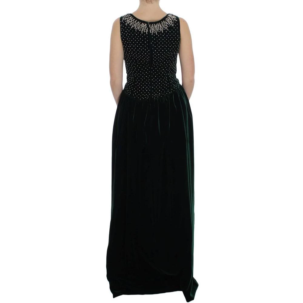 Dolce & Gabbana Velvet Crystal Long Maxi Dress Green 5 Dolce & Gabbana Velvet Crystal Long Maxi Dress Green - Bilde 5