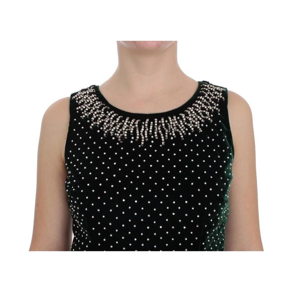 Dolce & Gabbana Velvet Crystal Long Maxi Dress Green 6 Dolce & Gabbana Velvet Crystal Long Maxi Dress Green - Bilde 6