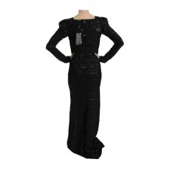 John Richmond Silk Full Length Sequined Gown Dress Black -Tilbud miinto Butikk unnamed file 2236