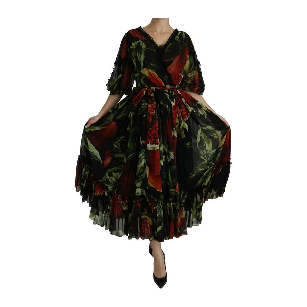 Dolce & Gabbana Floral Roses Pleated Maxi Black 3 Dolce & Gabbana Floral Roses Pleated Maxi Black - Bilde 3