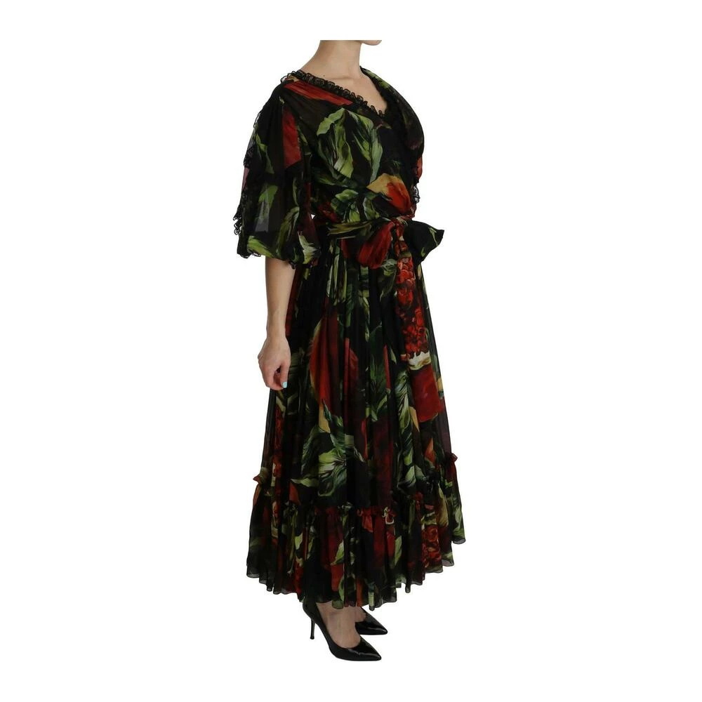 Dolce & Gabbana Floral Roses Pleated Maxi Black 5 Dolce & Gabbana Floral Roses Pleated Maxi Black - Bilde 5