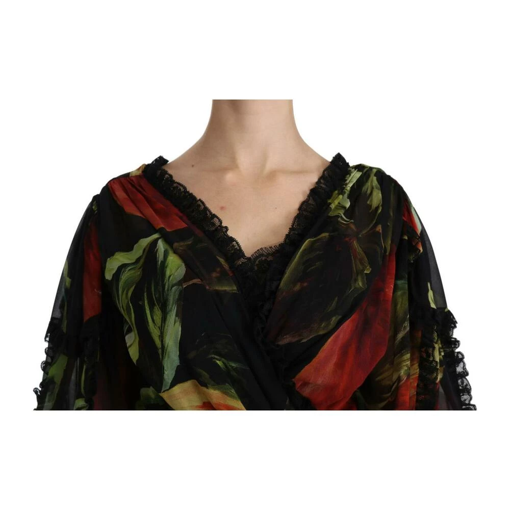 Dolce & Gabbana Floral Roses Pleated Maxi Black 6 Dolce & Gabbana Floral Roses Pleated Maxi Black - Bilde 6