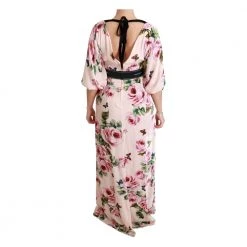 Dolce & Gabbana Roses Butterfly DG Logo Slit Dress Pink