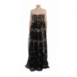 Dolce & Gabbana Floral Print Silk Runway Dress Black