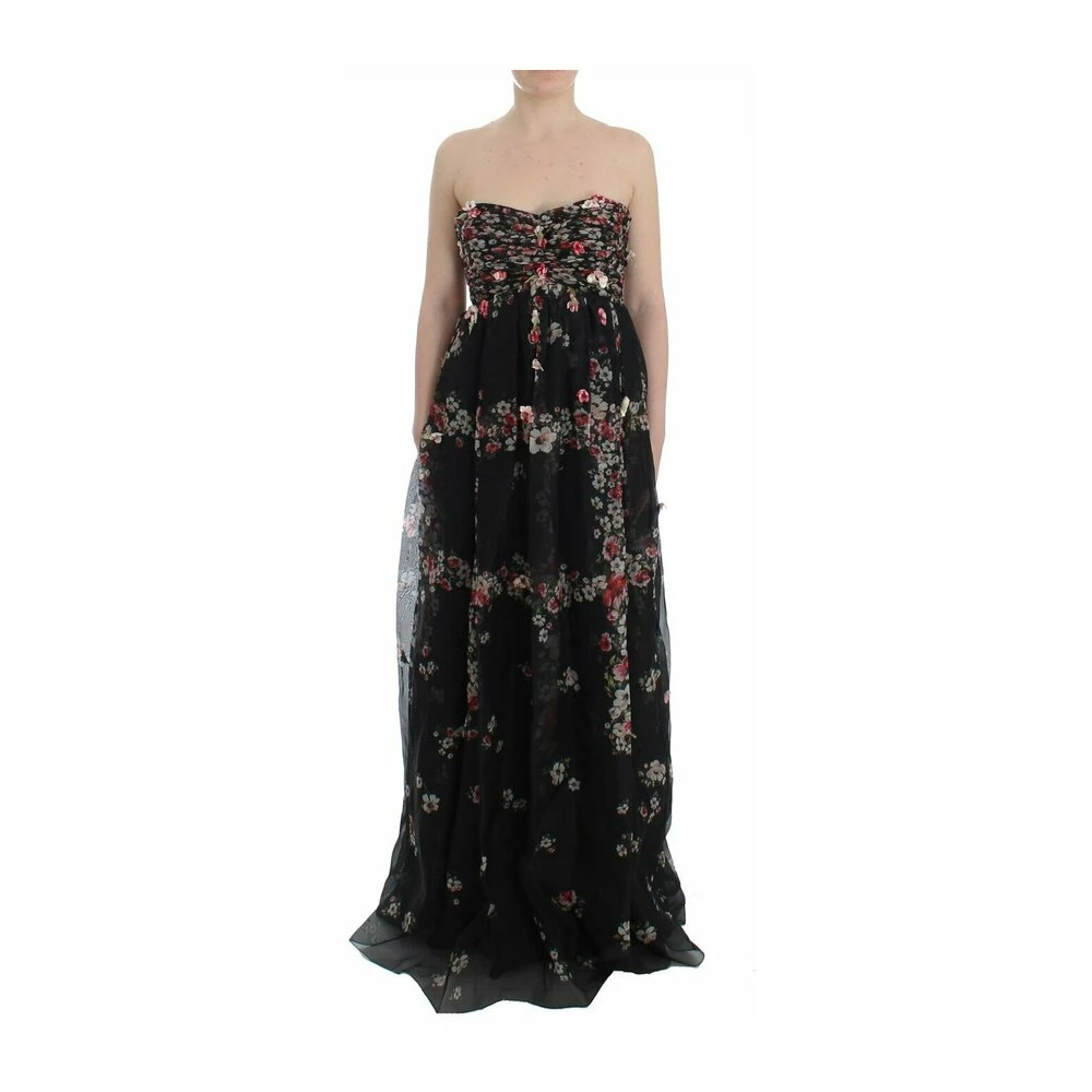 Dolce & Gabbana Floral Print Silk Runway Dress Black 1 Dolce & Gabbana Floral Print Silk Runway Dress Black