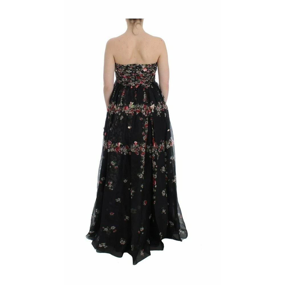 Dolce & Gabbana Floral Print Silk Runway Dress Black 4 Dolce & Gabbana Floral Print Silk Runway Dress Black - Bilde 4