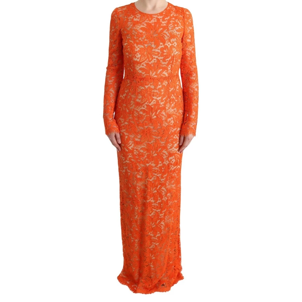 Dolce & Gabbana Floral Ricamo Sheath Long Dress Orange 3 Dolce & Gabbana Floral Ricamo Sheath Long Dress Orange - Bilde 3
