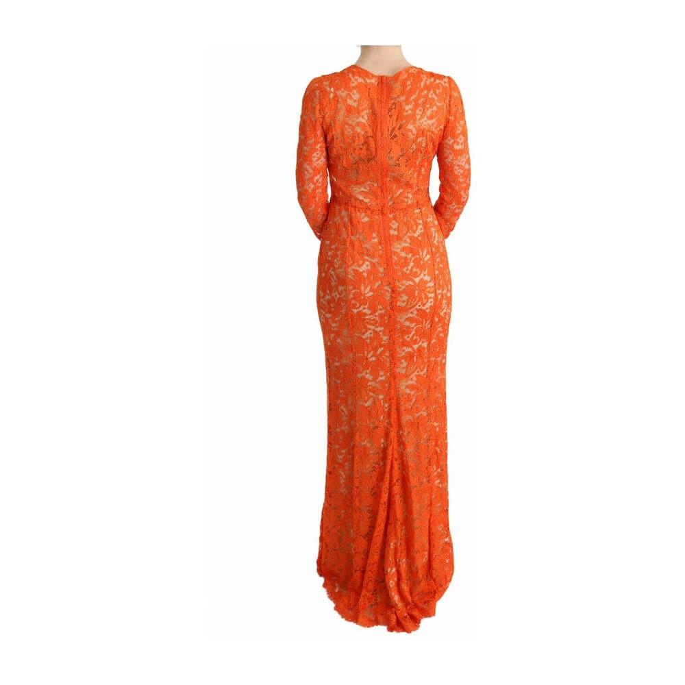 Dolce & Gabbana Floral Ricamo Sheath Long Dress Orange 4 Dolce & Gabbana Floral Ricamo Sheath Long Dress Orange - Bilde 4