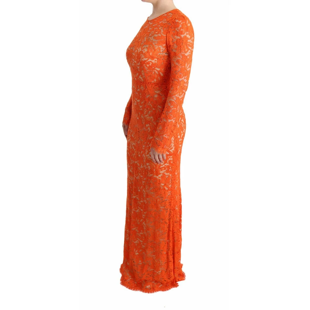 Dolce & Gabbana Floral Ricamo Sheath Long Dress Orange 6 Dolce & Gabbana Floral Ricamo Sheath Long Dress Orange - Bilde 6