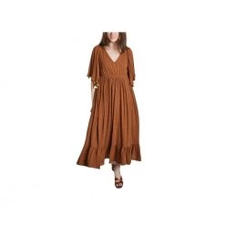 Laurence Bras Hibiscus Mid-length Dress Brown -Tilbud miinto Butikk unnamed file 2488