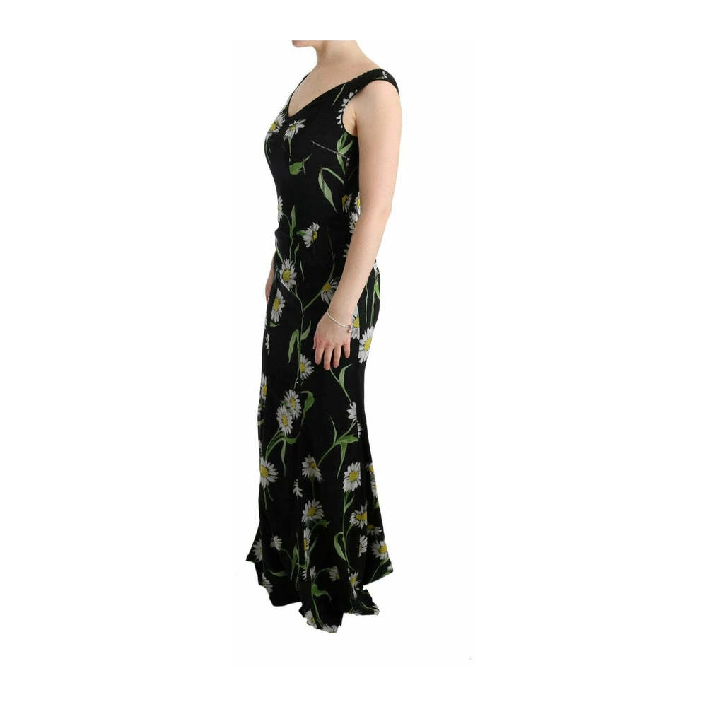 Dolce & Gabbana Sunflower Silk Stretch Sheath Dress Black 3 Dolce & Gabbana Sunflower Silk Stretch Sheath Dress Black - Bilde 3