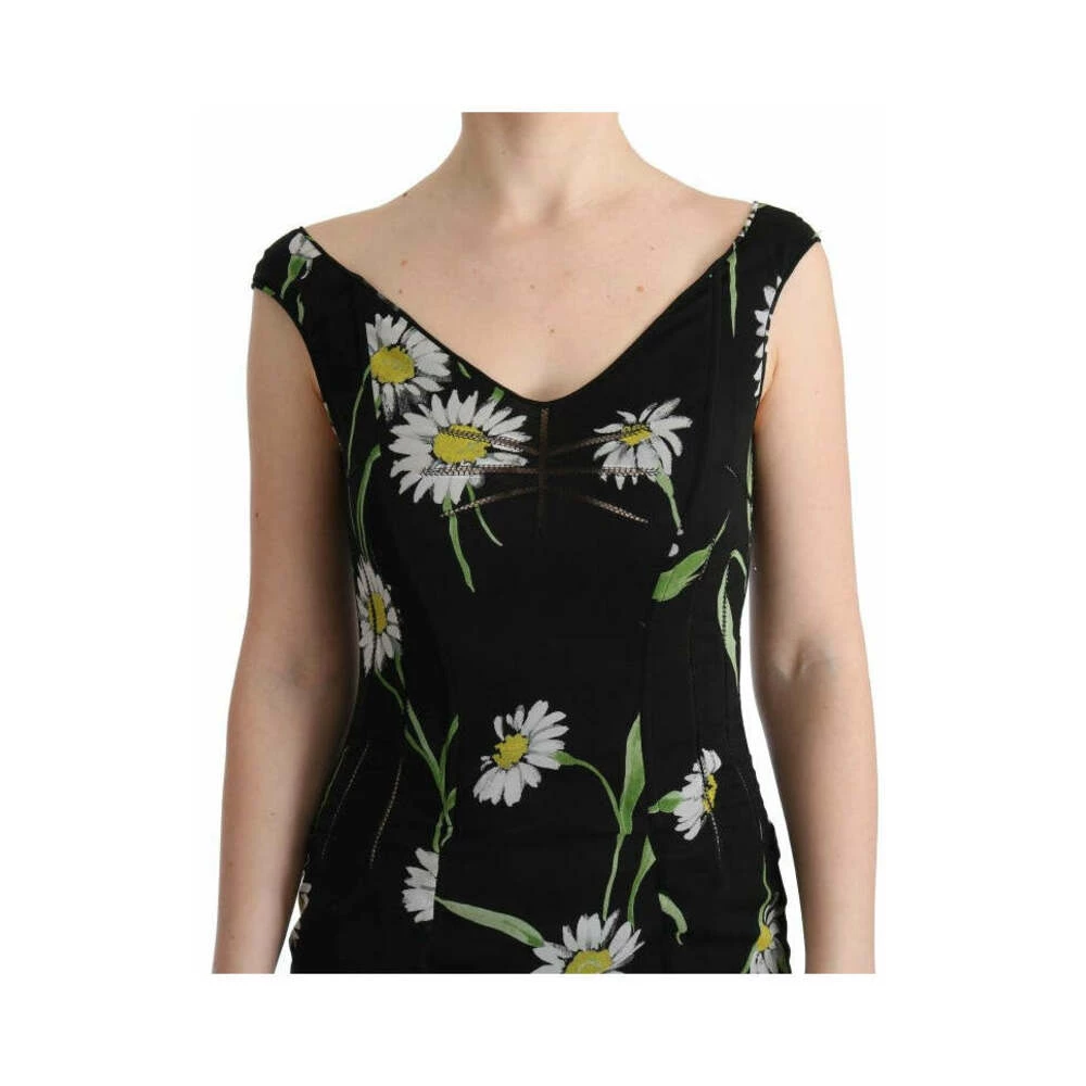 Dolce & Gabbana Sunflower Silk Stretch Sheath Dress Black 4 Dolce & Gabbana Sunflower Silk Stretch Sheath Dress Black - Bilde 4