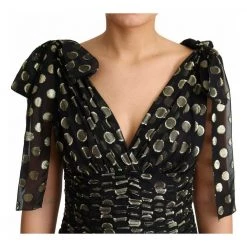 Dolce & Gabbana Round Pattern Lurex Silk Maxi Dress Black