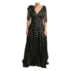 Dolce & Gabbana Round Pattern Lurex Silk Maxi Dress Black -Tilbud miinto Butikk unnamed file 2508