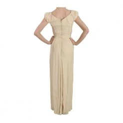 Dolce & Gabbana Column Cap Sleeve Dress Beige