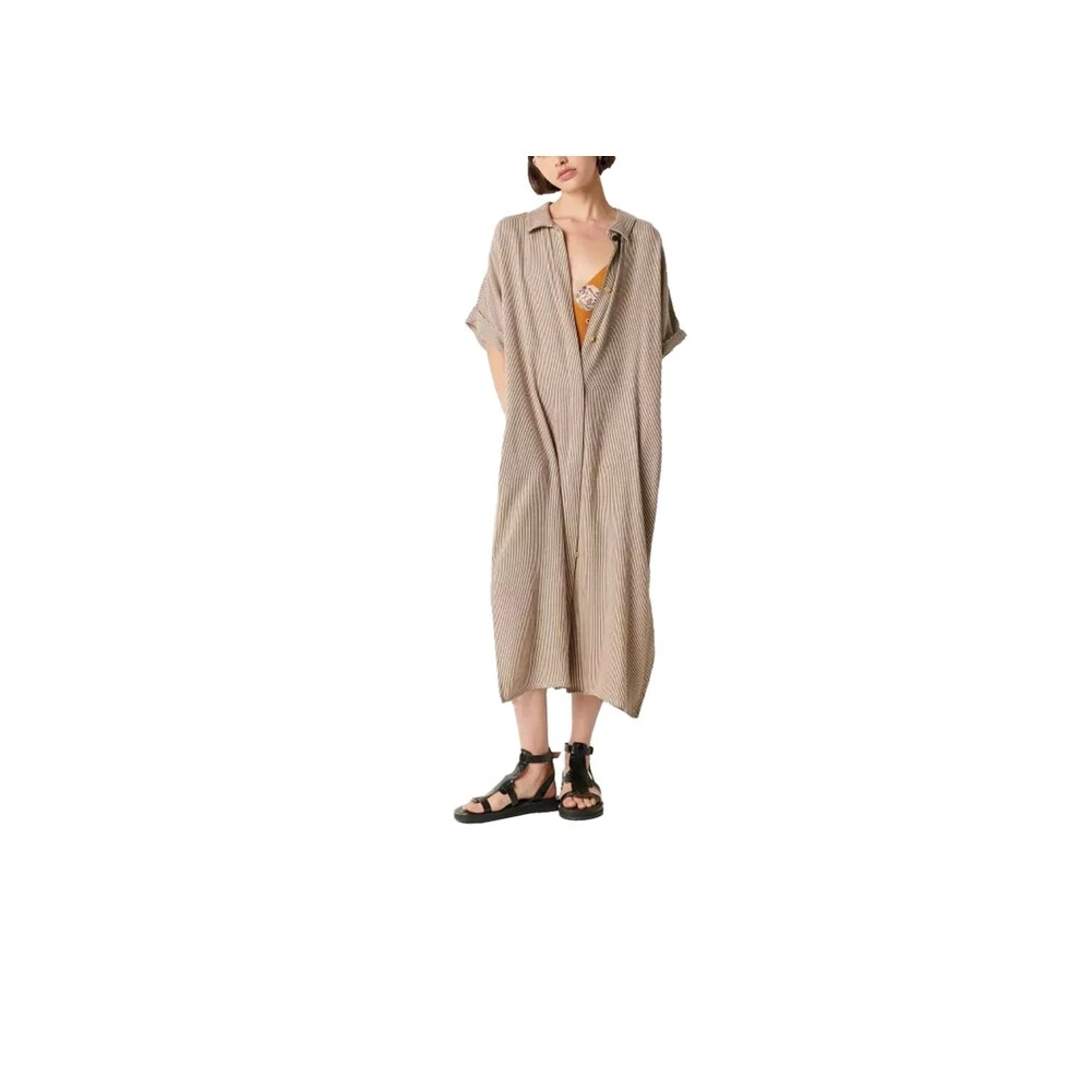 Sessun Long Kimono Striped Dress Minola Beige 1 Sessun Long Kimono Striped Dress Minola Beige