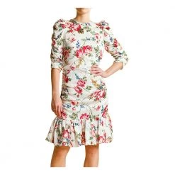 BY TIMO Blomstrete Bubble Rouching Dress White