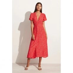 Rød Faithfull The Brand Bellavista Midi Dress Kjole Red -Tilbud miinto Butikk unnamed file 293