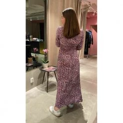 American Dreams Sally Long Dress Bordeaux Flower Purple