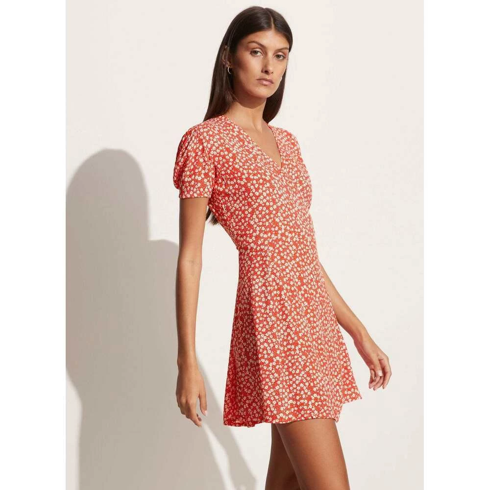 Faithfull The Brand Louella Mini Wrap Dress Red 2 Faithfull The Brand Louella Mini Wrap Dress Red - Bilde 2