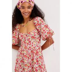 Rød For Love & Lemons Auden Puff Sleeve Mini Dress Kjoler Red