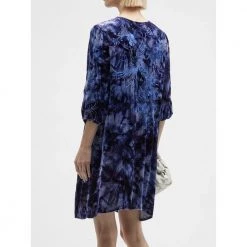 Blå Johnny Was Azure Velvet Relaxed Dress Kjole Blue
