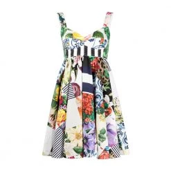 Dolce & Gabbana Short Dress In Poplin Patchwork White -Tilbud miinto Butikk unnamed file 3672