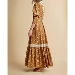 BY TIMO Winter Cotton Belted Maxi Dress-Paisley Brown -Tilbud miinto Butikk unnamed file 468