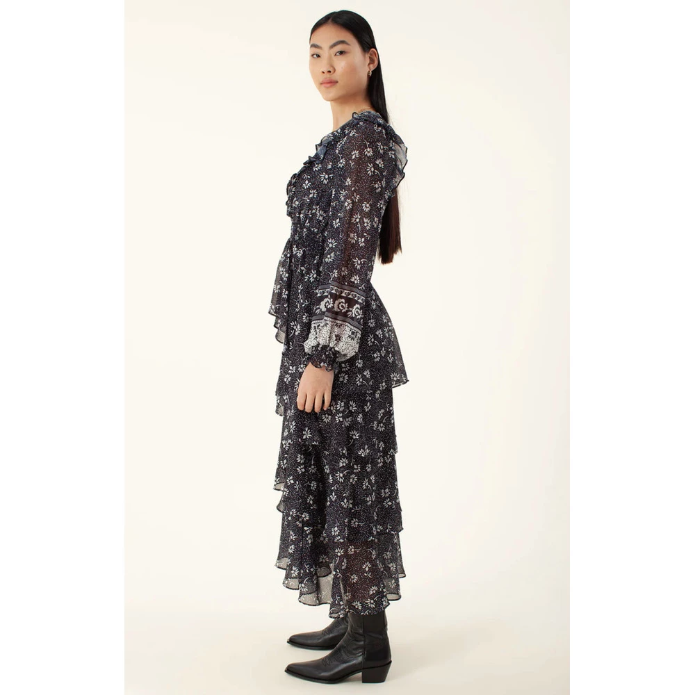 Sort Hale Bob Tiffany Dress Tiered Skirt Kjole Black 1 Sort Hale Bob Tiffany Dress Tiered Skirt Kjole Black