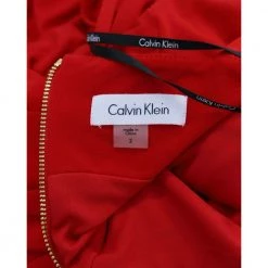 Calvin Klein V-Neck Long Gown Red