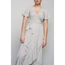 American Dreams Blomstret Americandreams Milly Wrap Dress Long Kjoler D White