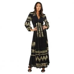 Hale Bob Fallin Long Dress Black