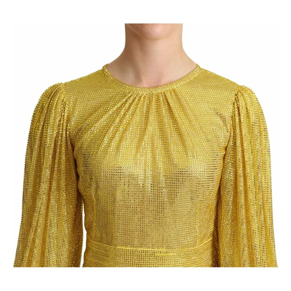 Dolce & Gabbana Crystal Mesh Pleated Maxi Dress Yellow 4 Dolce & Gabbana Crystal Mesh Pleated Maxi Dress Yellow - Bilde 4