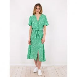 Neo Noir Soft Green Lane Shade Flower Dress Green