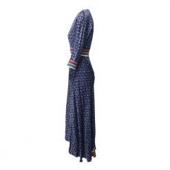Maje Reanne Printed Crepe Dress Blue