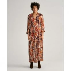 Gant D2. Paisley Flounce Maxi Dress - Golden Orange Orange